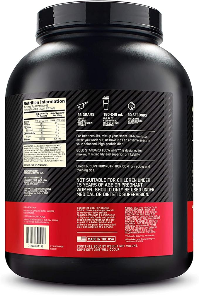 Optimum Nutrition ON | Proteína de suero de leche 100% 5 libras